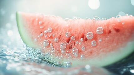 Fresh watermelon slice in sparkling water.