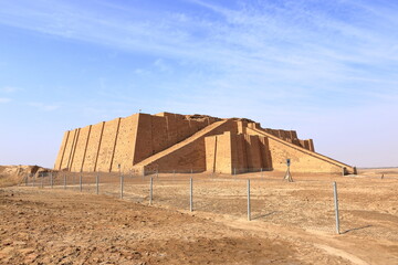 restored ziggurat in ancient Ur, sumerian temple, Iraq