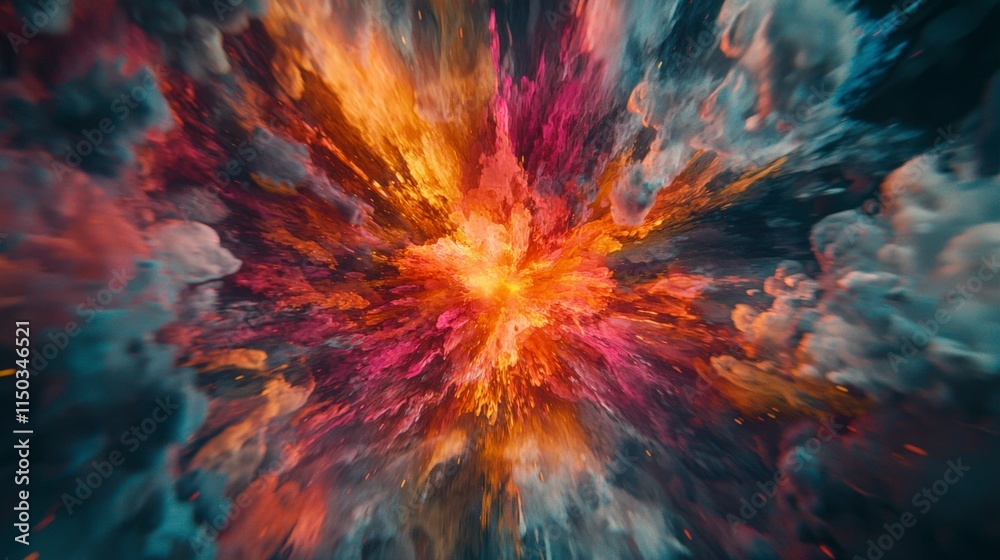 Poster a cosmic explosion of color and light digital art abstract environment vivid viewpoint creative conc