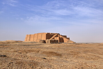 restored ziggurat in ancient Ur, sumerian temple, Iraq