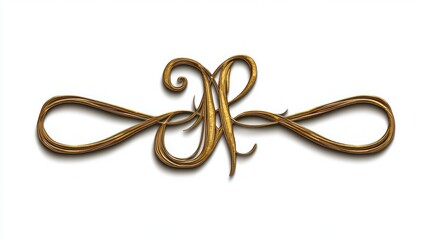 Naklejka premium Ornate gold letter R monogram with flourishes.