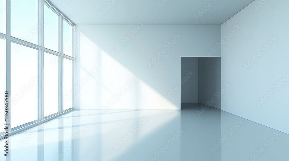 Aufkleber Minimalist room with dissolving walls modern architecture interior design bright environment open view serenity concept