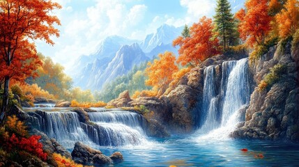 waterfall in autumn