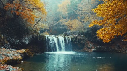 waterfall in autumn