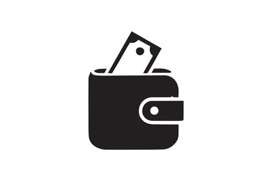 minimalist money bag wallet vector silhouette black color in white background