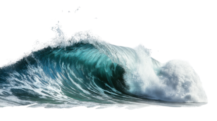 Blue ocean wave, transparent background