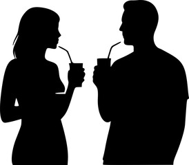 man and woman drinking silhouette vector, on white background.  vector illustration design.