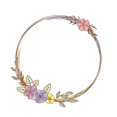 Artistic Circular Frame with Pink and Purple Flowers
