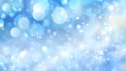 Fototapeta premium A mystical abstract background with silver mist, scattered crystal-like droplets and pale blue light streaks creating a soft bokeh pattern