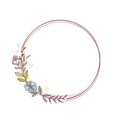 Hand-Drawn Botanical Wreath in Watercolor Style