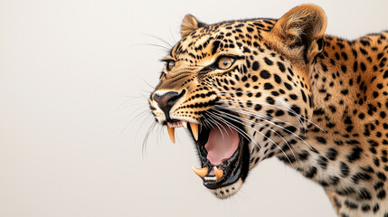 Obraz premium Fierce Leopard Portrait on White Background