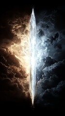 Obraz premium A large crystal in the middle of a stormy sky