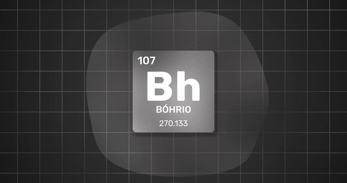 chemical element Periodic Table B&oacute;hrio Bohrium background in portuguese	