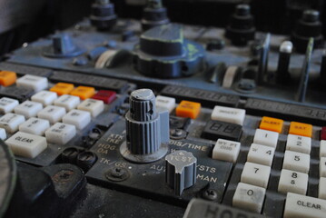 Vintage Airplane Cockpit with Control Panel and Instruments