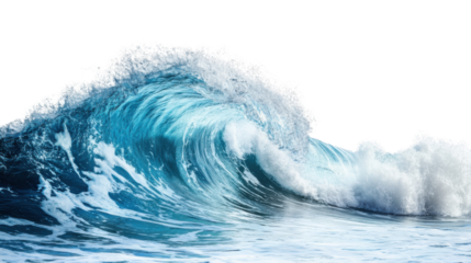Blue ocean wave, transparent background