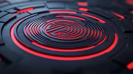 A close-up view of a spiral pattern featuring black and red colors, creating a visually striking and modern design.