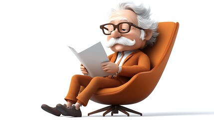 Reading old books cozy chair cartoon style home close-up wisdom