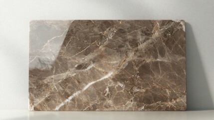 Elegant Brown Marble Surface with Rich Veining and Polished Finish for Interiors