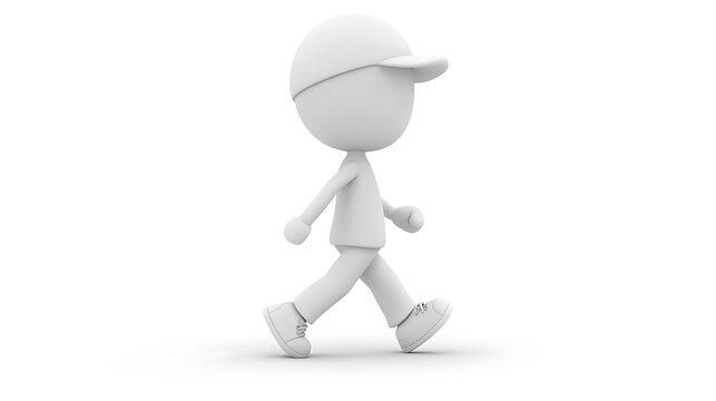 Walking animation character in white minimalist style simple view