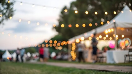 Abstract cream background with blurry festival lights and outdoor celebration bokeh - abstract background with bokeh