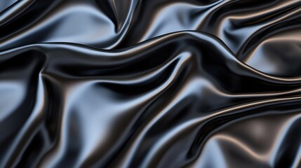 Fototapeta premium Glossy Black Silk Fabric Draped Textures for Elegant Backgrounds