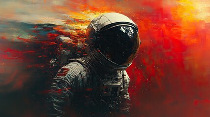 Fototapeta premium An astronaut, wearing a spacesuit, embarks on a mission to explore the galaxy and conduct research in the cosmos