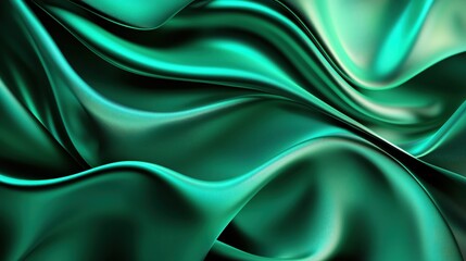 Obraz premium Elegant Green Silk Fabric with Smooth Waves and Textured Flow