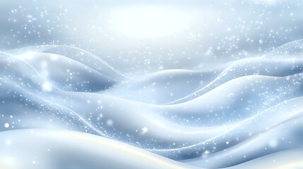 Abstract winter background with frosted white tones, icy blue sparkles and soft shimmering bokeh lights resembling falling snowflakes