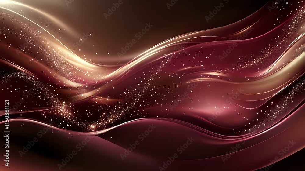 Wall mural an elegant abstract background with rich burgundy hues, soft champagne sparkles and subtle flowing p