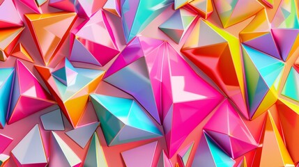 Obraz premium Neon Polygon Chaos on White