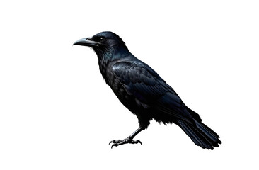 A black raven on a white background