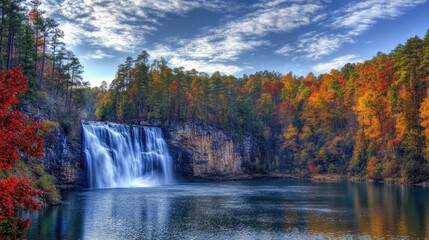 waterfall in autumn