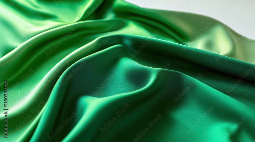 Poster elegant green satin fabric with soft texture and rich color