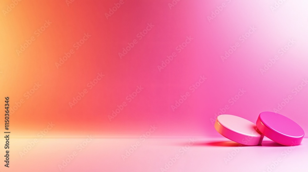 Aufkleber soft pink and orange gradient background with round discs