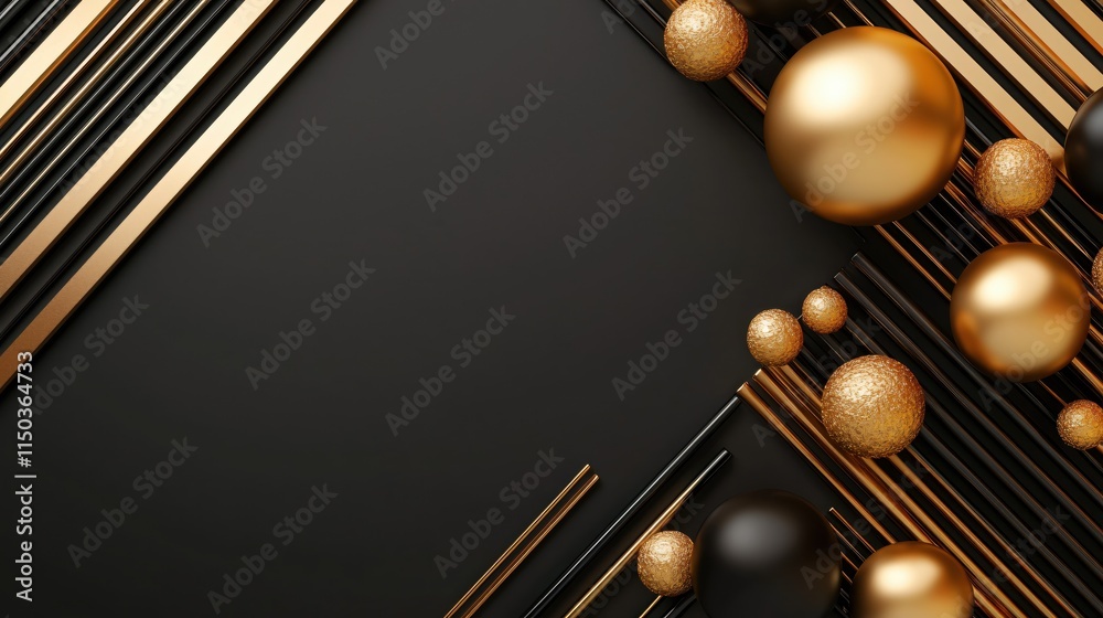 Aufkleber abstract composition with gold and black shapes on dark background