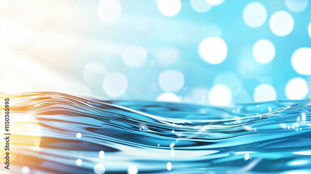 Poster serene water surface with ripple effects and bokeh light background