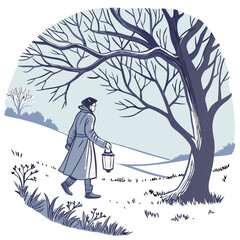 Winter Solstice Osamu Solar Terms Winter Illustration, seasonal design, festive winter artwork, cultural celebration theme.