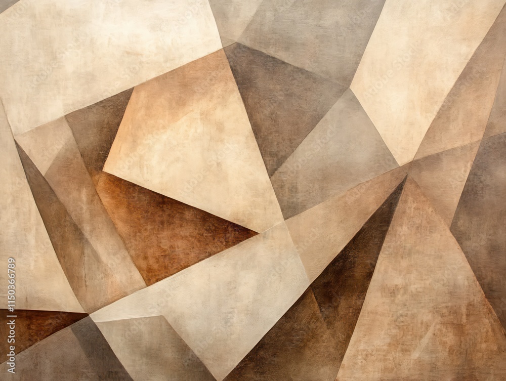 Poster abstract geometric art with earthy tones and textured background