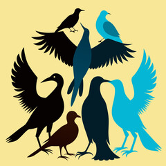 silhouettes of birds