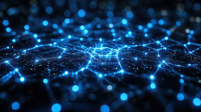 Background with cloud computing and networking patterns in blue, representing cybersecurity, databases, and information technology