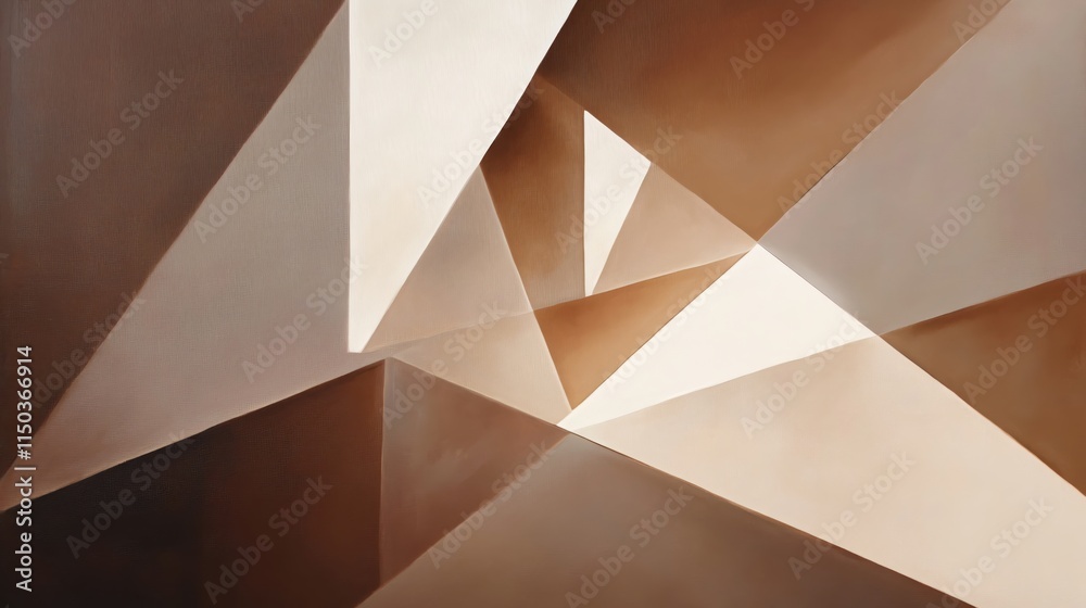 Poster Abstract Geometric Composition in Warm Tones with Light and Shadow Play