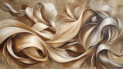Abstract flowing ribbons in warm tones for modern interior decor and artistic design