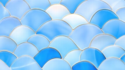 Fototapeta premium Abstract pattern of blue overlapping waves with a glossy finish.