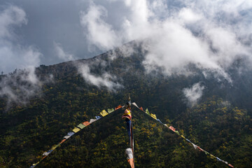 Cloudy and Foggy Mountain Peaks of Himalayas