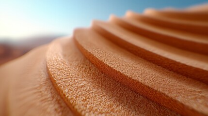 A close up of a brown leather texture with a blue sky in the background
