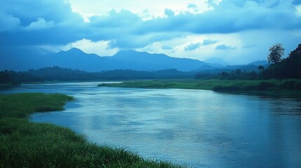 lake and mountains