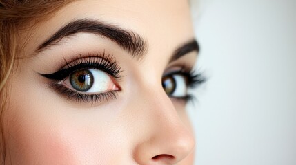 Obraz premium A close up of a woman's eye with long eyelashes