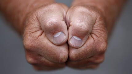 Fototapeta premium A close up of a person's hands with white fingernails