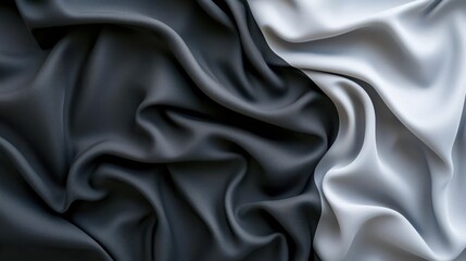 Fototapeta premium Elegant Black and White Drapery Fabric Texture for Background Design