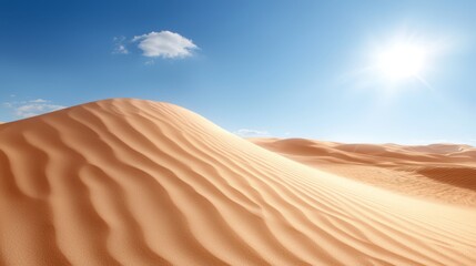 Naklejka premium A sand dune in the middle of a desert under a blue sky